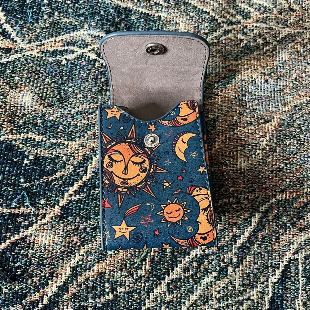 Sun and Moon Card Holder Bright and Colorful Hippie Chill Vibes Blue and Orange